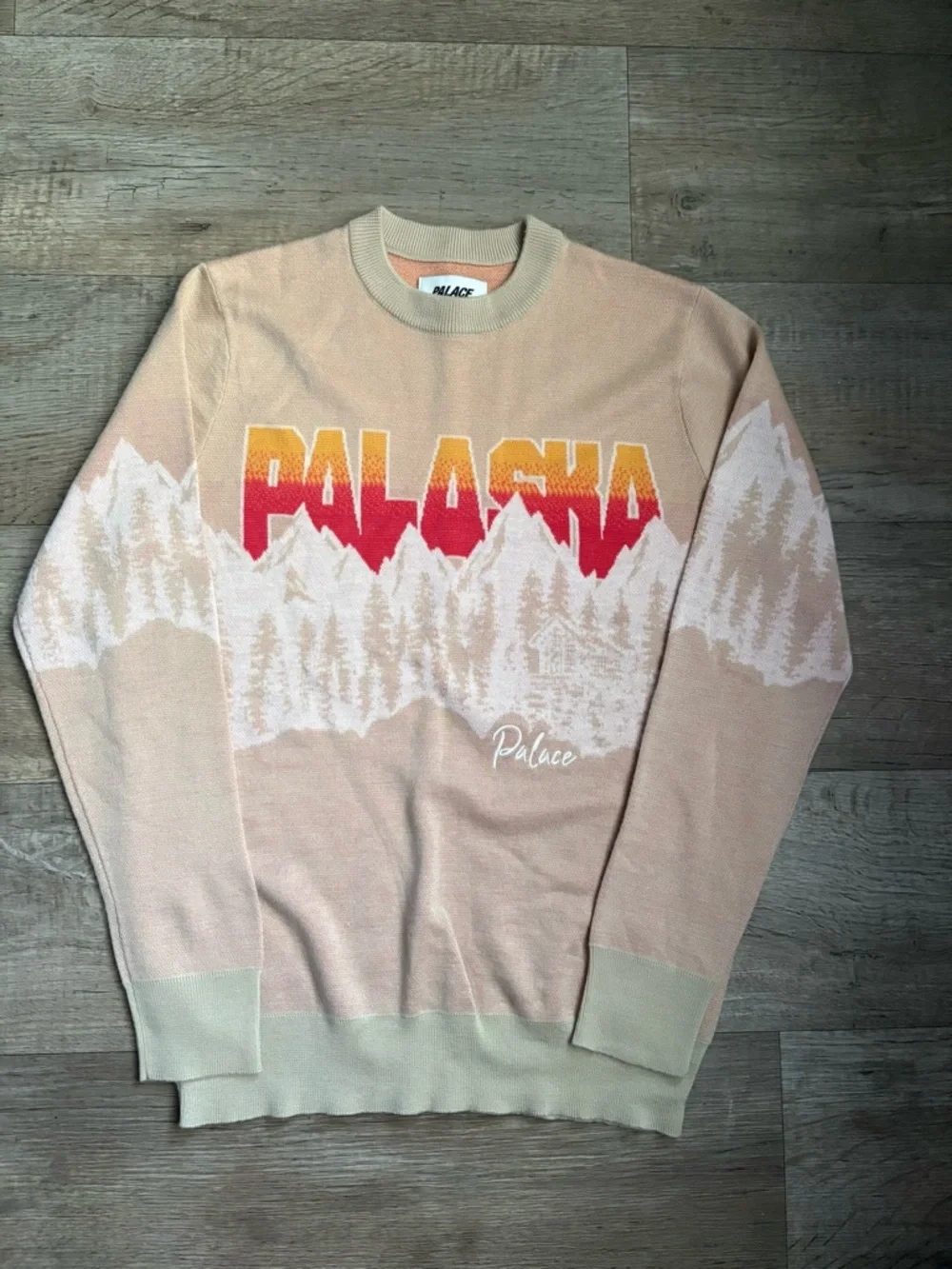 Palace Beige Palaska Knit Sweater Holiday 2020 Collection Sz Large
